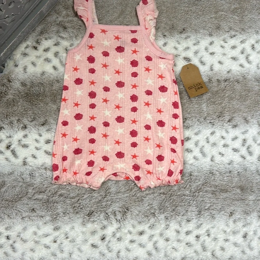 NWT! Chick Pea matching set baby girls 6-9 months tropical seashell resortwear